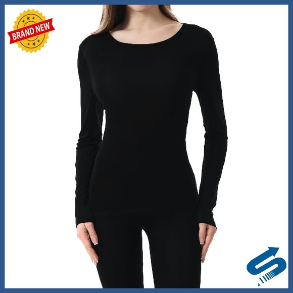 100% Mulberry Silk Long Sleeve Thermal Base Layer Top Women's Size M